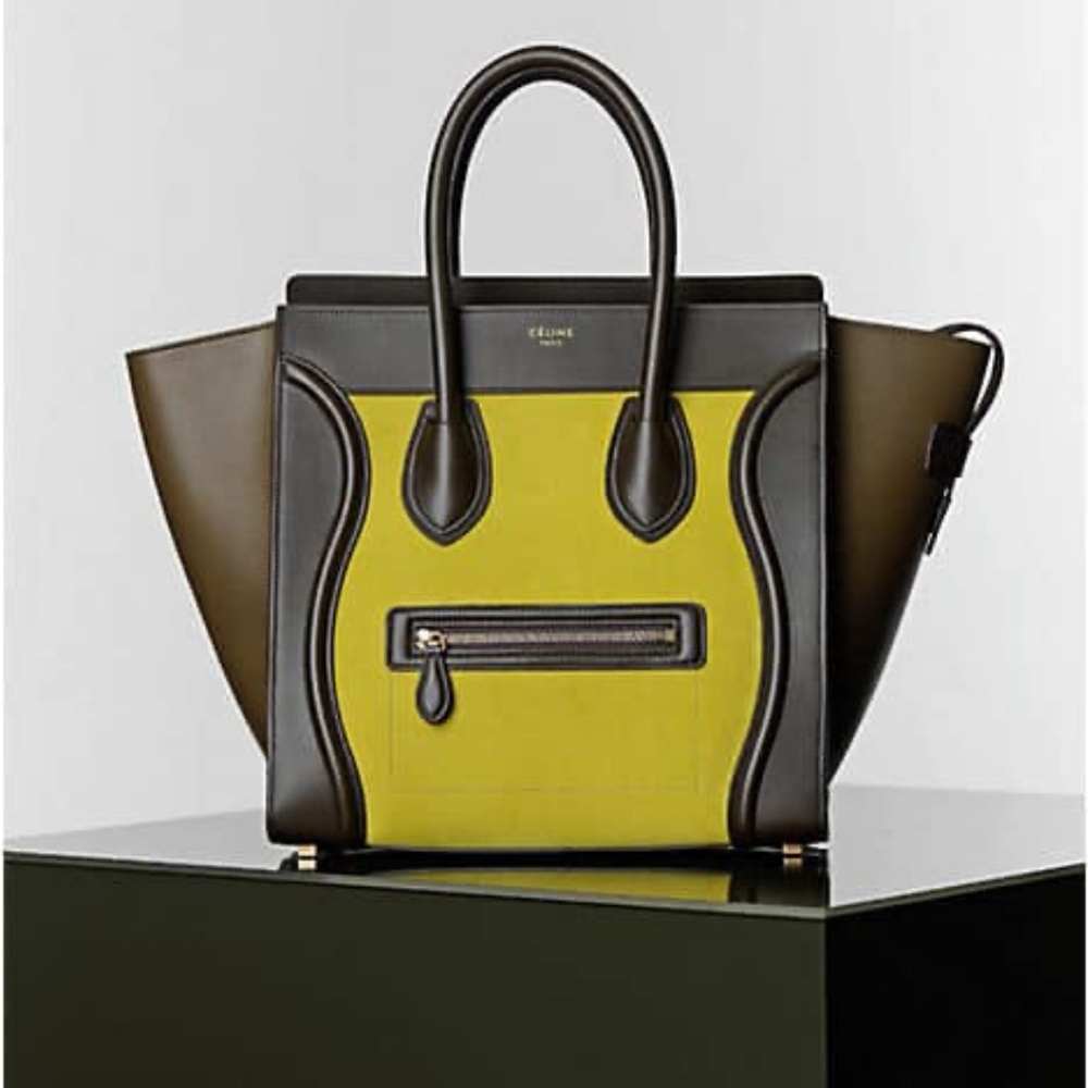 Celine Nubuck Calfskin Luggage Tote Bag